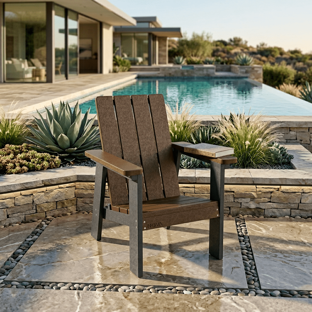 Black & Brown NOVA Adirondack Chair Made from Recycled HDPE Plastic